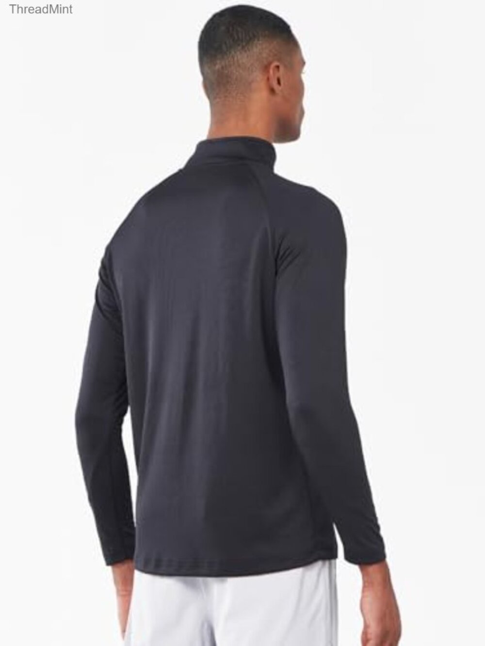 Men's Quarter Zip Pullover Athletic Running Shirt Long Sleeve Quick Dry - Picture 3 of 6